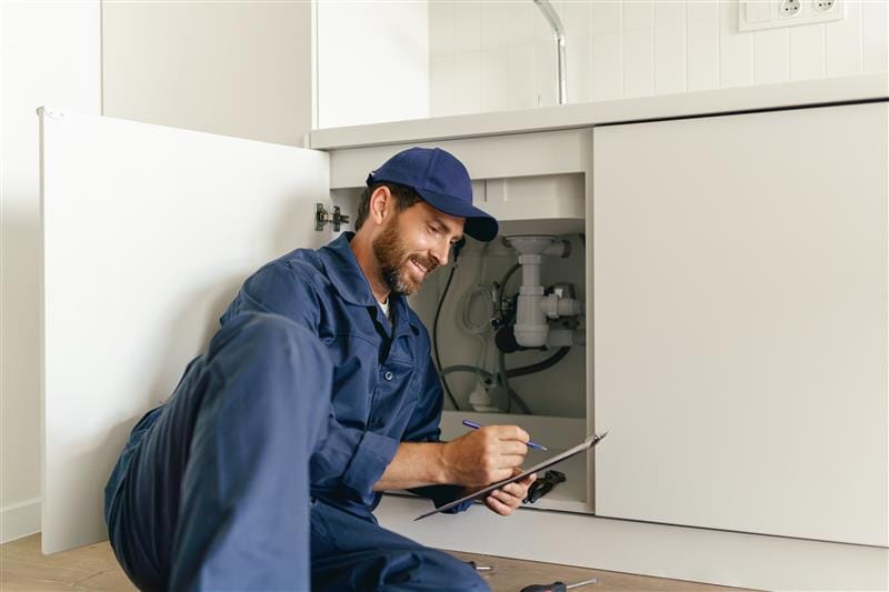 Residential plumber providing service in a Redwood City home